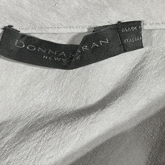 Donna Karan New York Asymmetrical Panel Gray Metallic Cotton Bubble Pencil Skirt - Picture 7 of 11